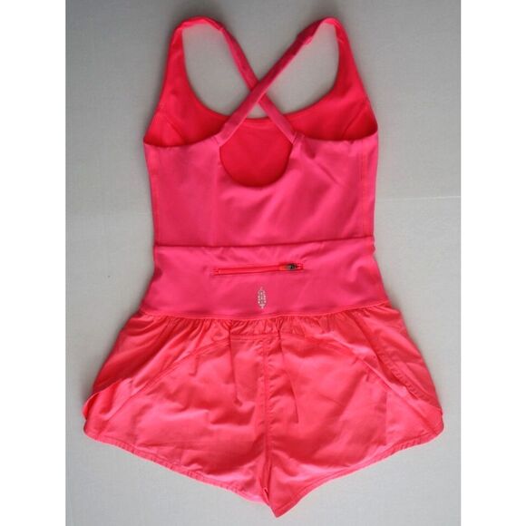 Free People Movement OB1227782 Women's Sz M Hot Pink Righteous Runsie Romper - Picture 2 of 7